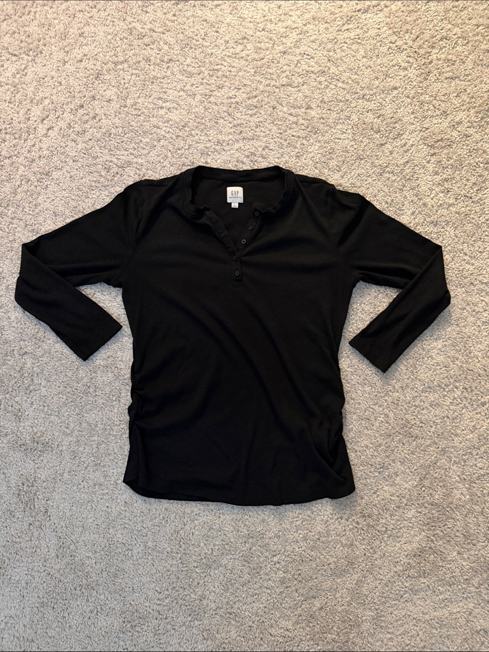 GAP Black Henley Three-Quarter Sleeve Top